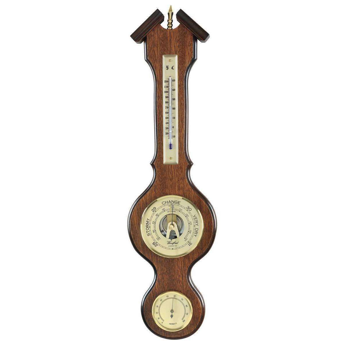 Woodford Veneered Barometer, Thermometer and Hygrometer - Brown/Bronze