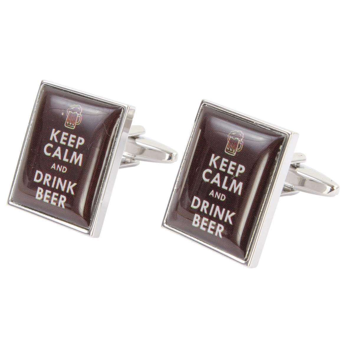 Zennor Keep Calm and Drink Beer Cufflinks - Caramel