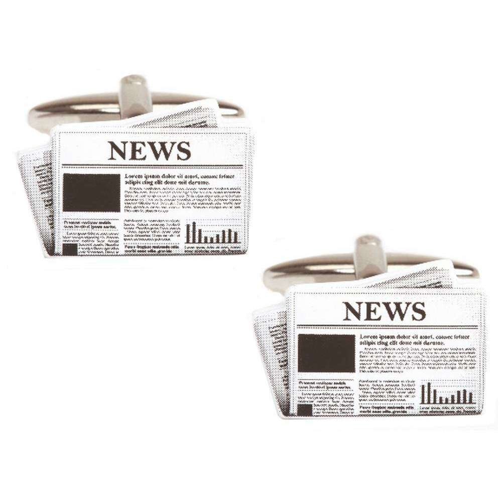 Zennor Newspaper Cufflinks - Black/White