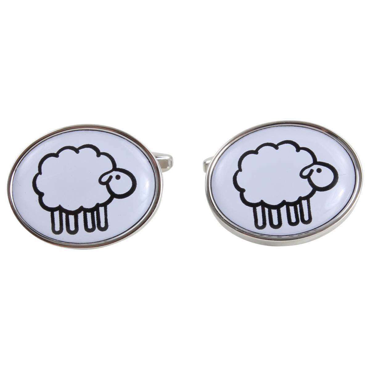 Zennor Sheep Illustration Cufflinks - White/Silver