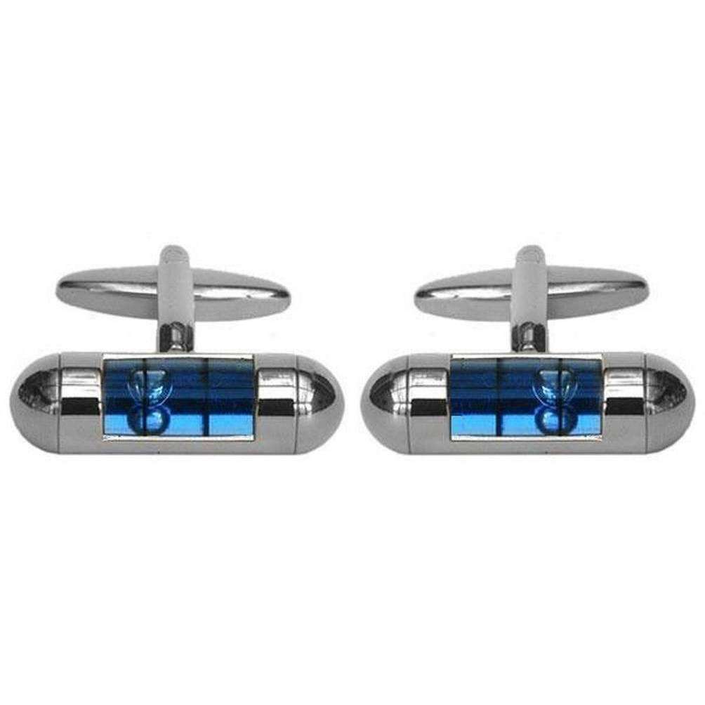 Zennor Spirit Level Cufflinks - Blue/Silver