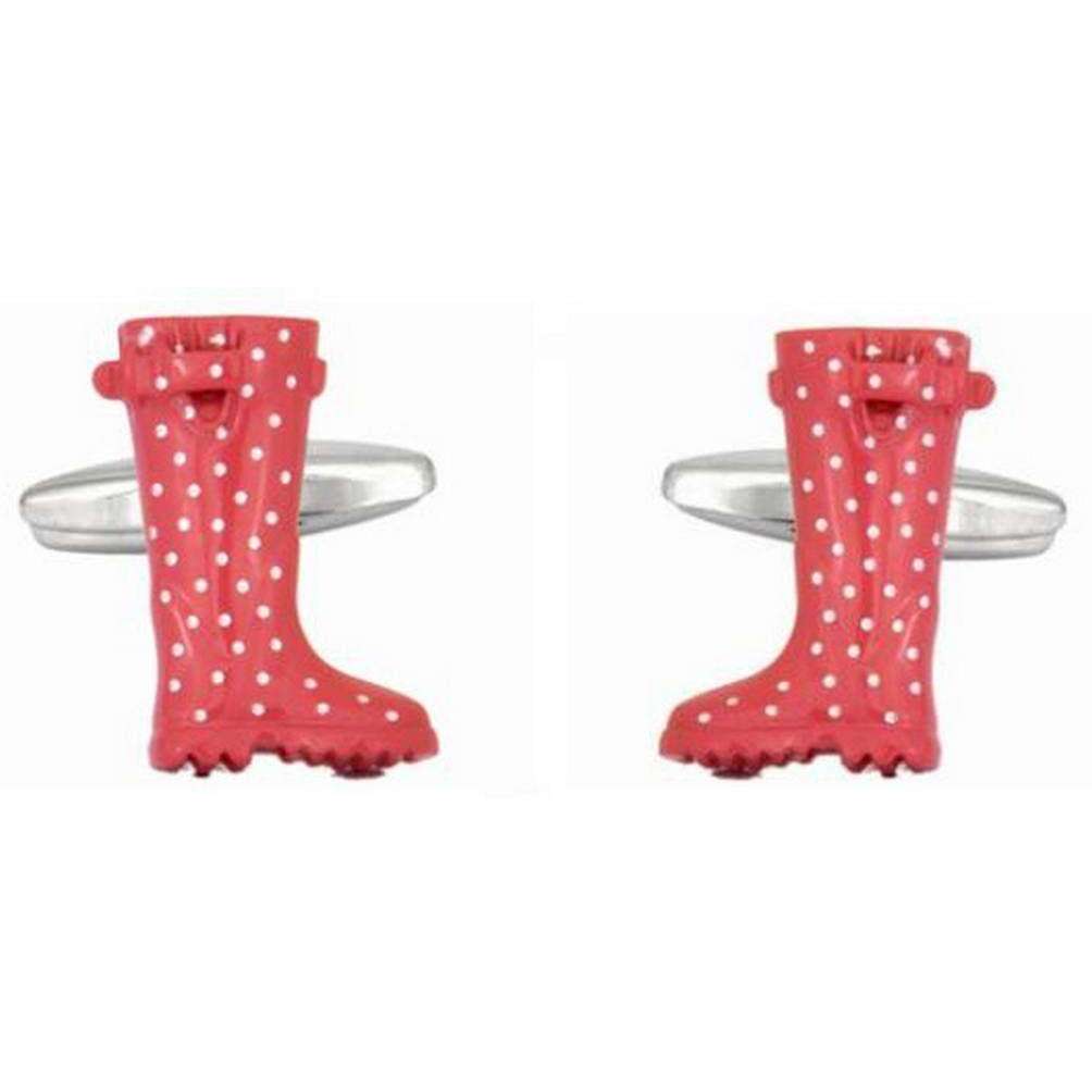 Zennor Welly Boot Cufflinks - Pink/White