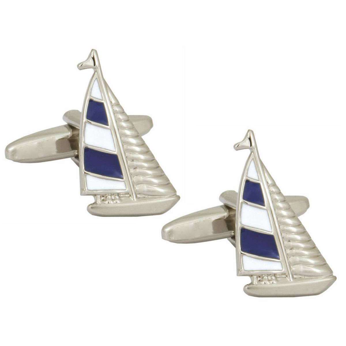 Zennor Yacht Cufflinks - Silver/Blue