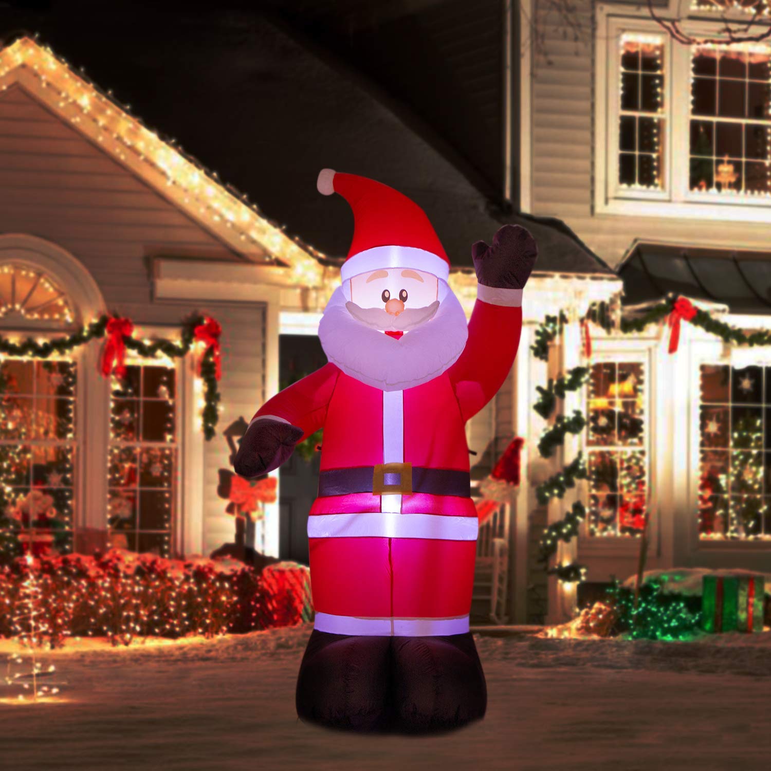 YIHONG 6 Ft Christmas Inflatables Greeting Santa Claus Decorations ...