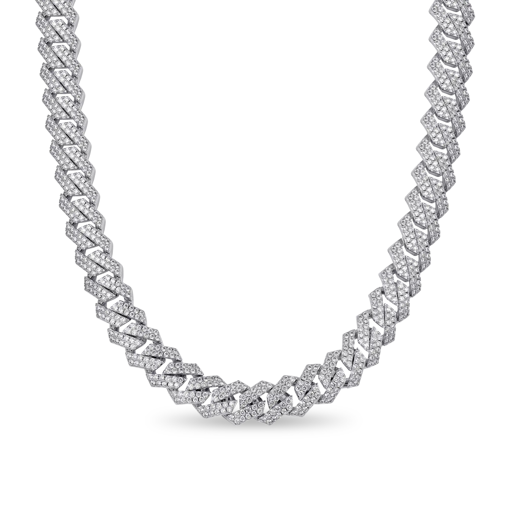 Moissanite Round Cut Prong Cuban Link Chain - 12mm