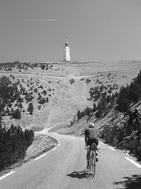 An Angel Rider cycling up Ventoux on a Pashley Clubman 3 speed in 2012.