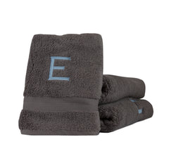 Slate Terry cotton towels with a monogram