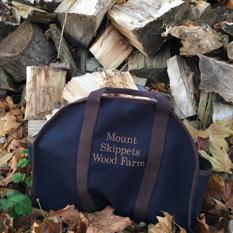 log carrier monogrammed with Schoolbook font