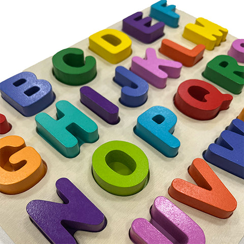Wooden alphabet puzzle with personalised message on the back