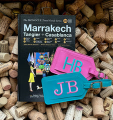 Monogrammed leather luggage tags