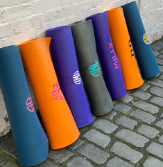 yoga mats personalised with embroidered monogram