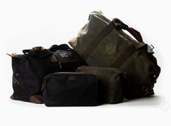 Waxed canvas duffle bag with personalised monogram
