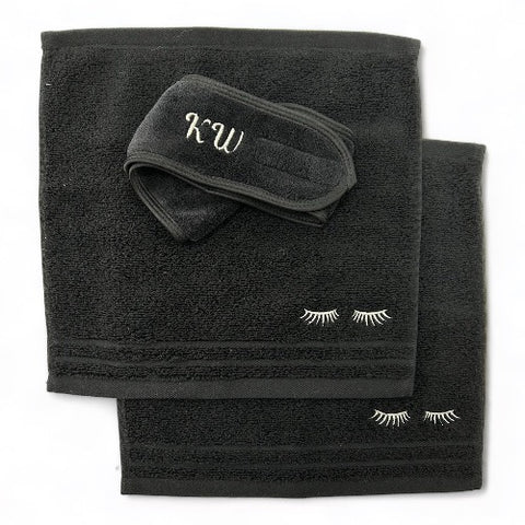 Makeup Towels with monogrammed spa headband