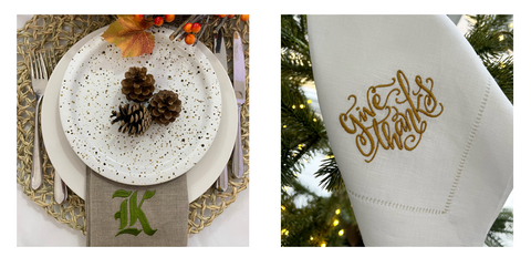 Embroidered linen napkins for Thanksgiving and harvest festivals