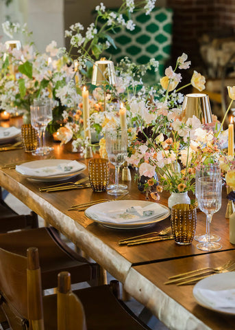 wedding breakfast table with monogrammed linen napkins