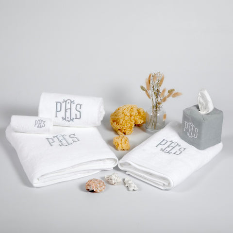 Bath towels with monogramming