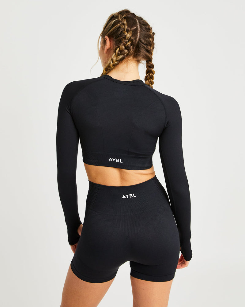 Balance V2 Seamless Long Sleeve Crop Top - Black – AYBL