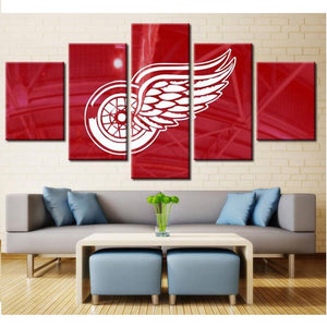 5 Panel Detroit Red Wings Wall Art Cheap For Living Room