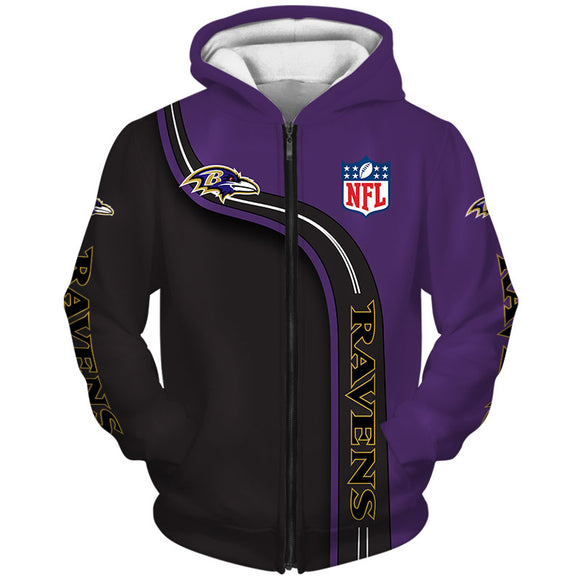 OFF Baltimore Ravens Zip Up Hoodies 3D 