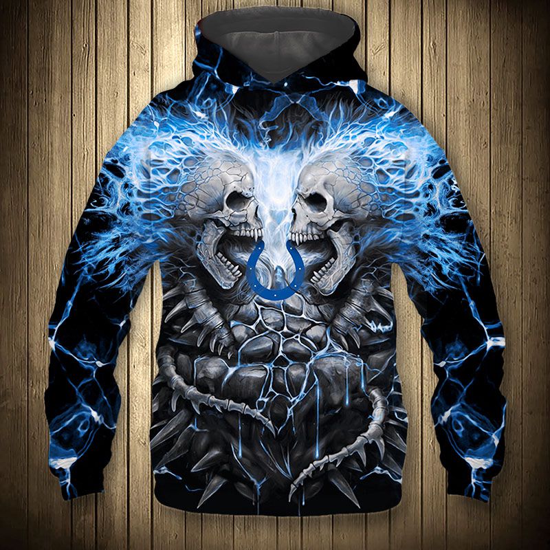 Electric Indianapolis Colts Skull Hoodies - Halloween Hoodie