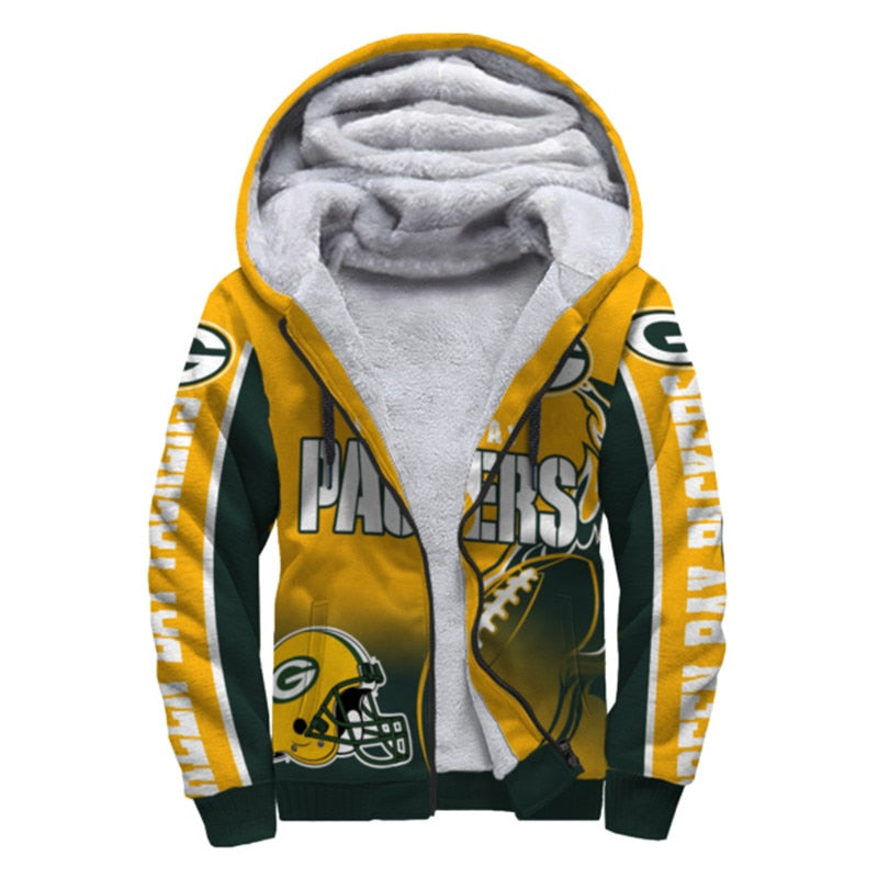 20% OFF Green Bay Packers Fleece Jacket Printed Ball Flame 3D – 4 Fan Shop