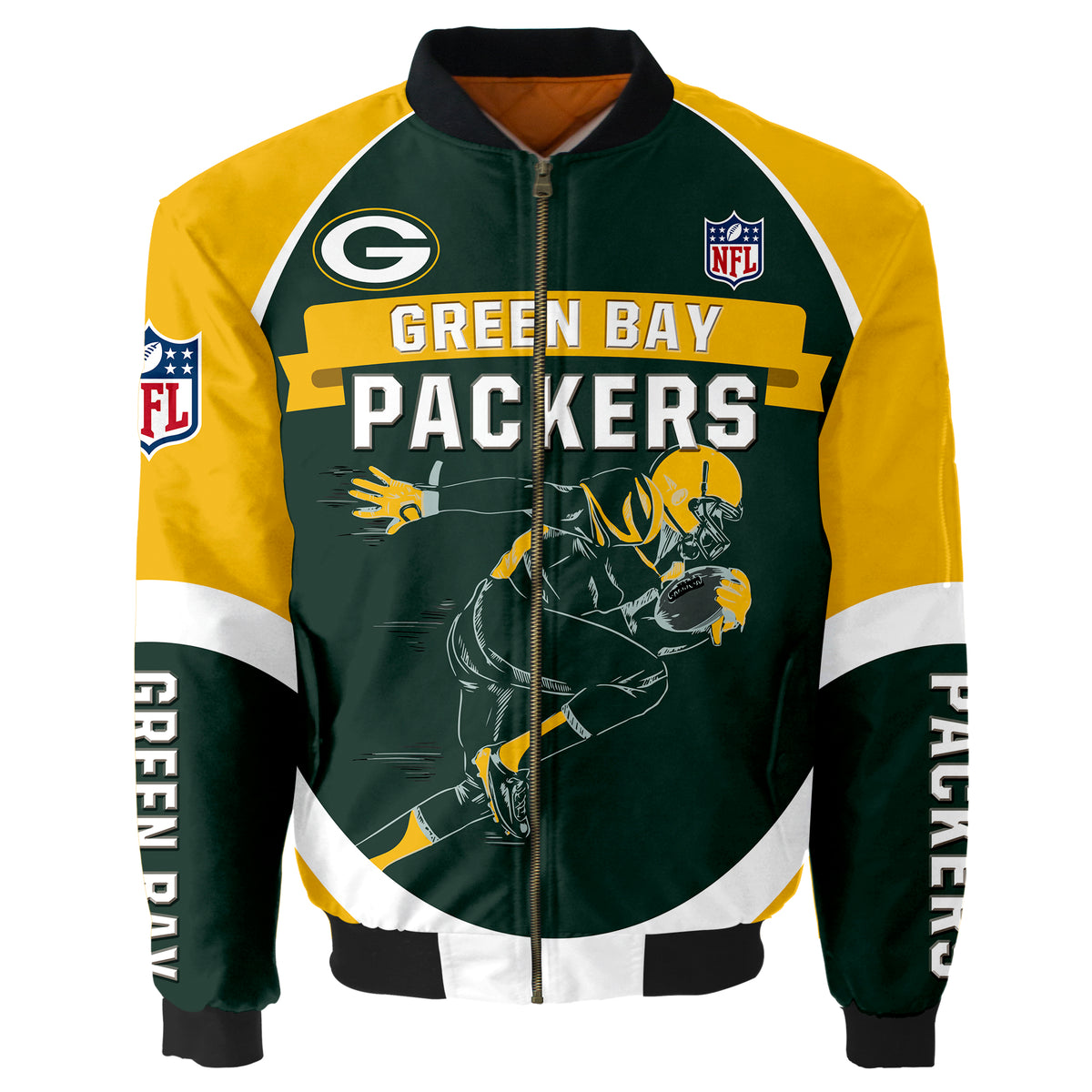 18% SALE OFF Green Bay Packers Bomber Jacket Graphic Player Running – 4 ...