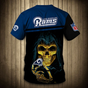 Los Angeles Rams Tee shirts 3D Hand Skull Short Sleeve-Sweatshirt-4 Fan Shop