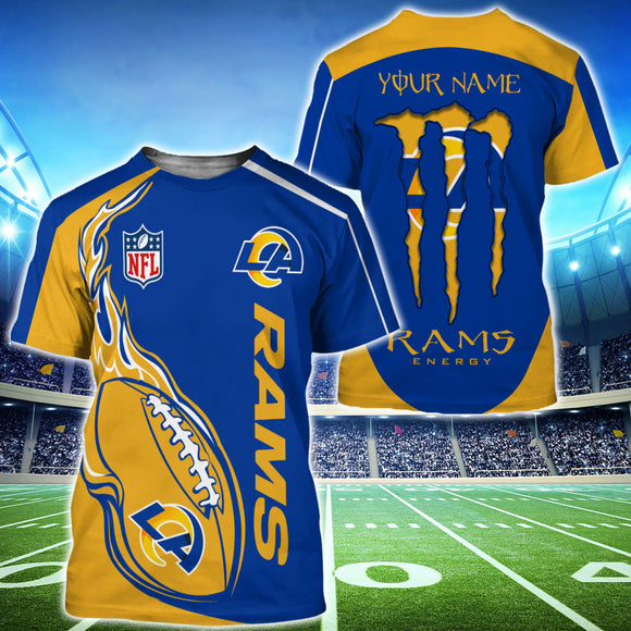 Los Angeles Rams Shirt Mens Large NFL Yellow Adult Tshirt Football Custom