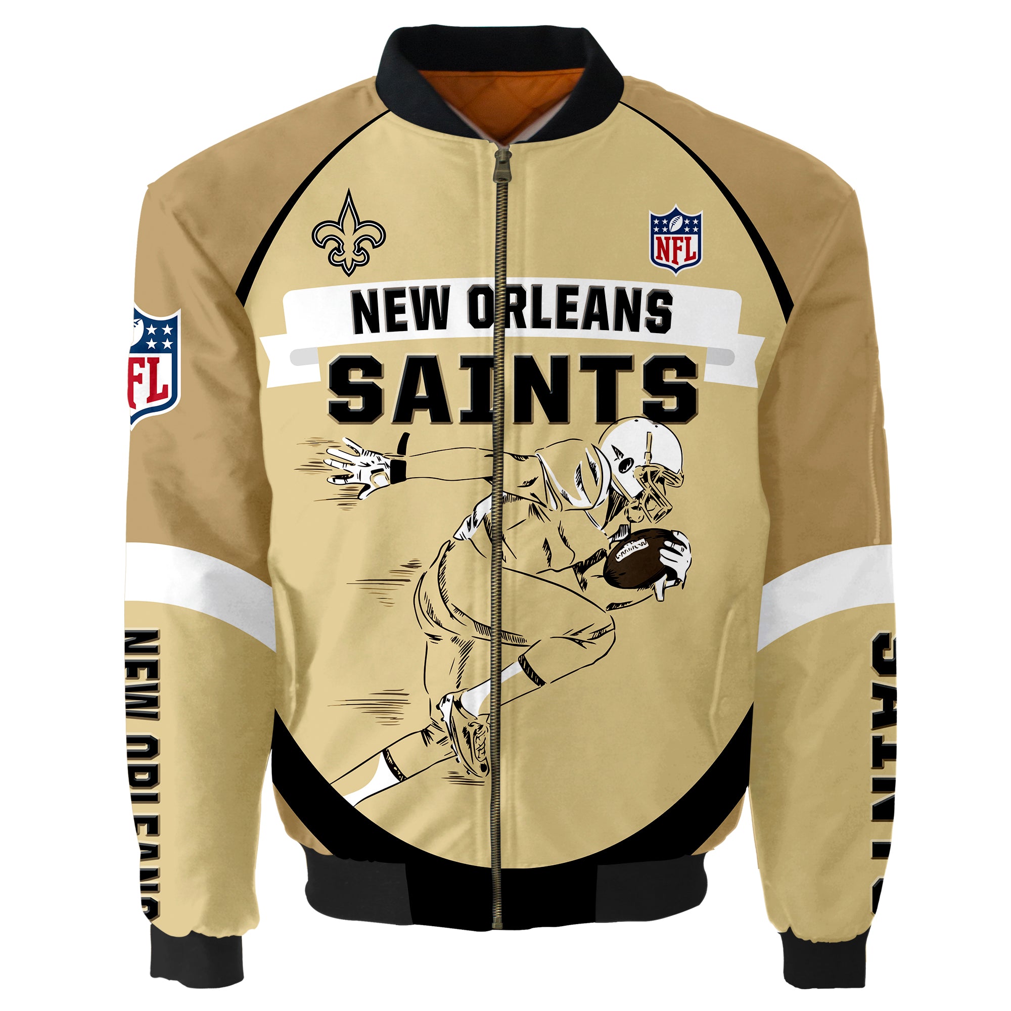 18% SALE OFF New Orleans Saints Bomber Jacket Graphic Player Running ...