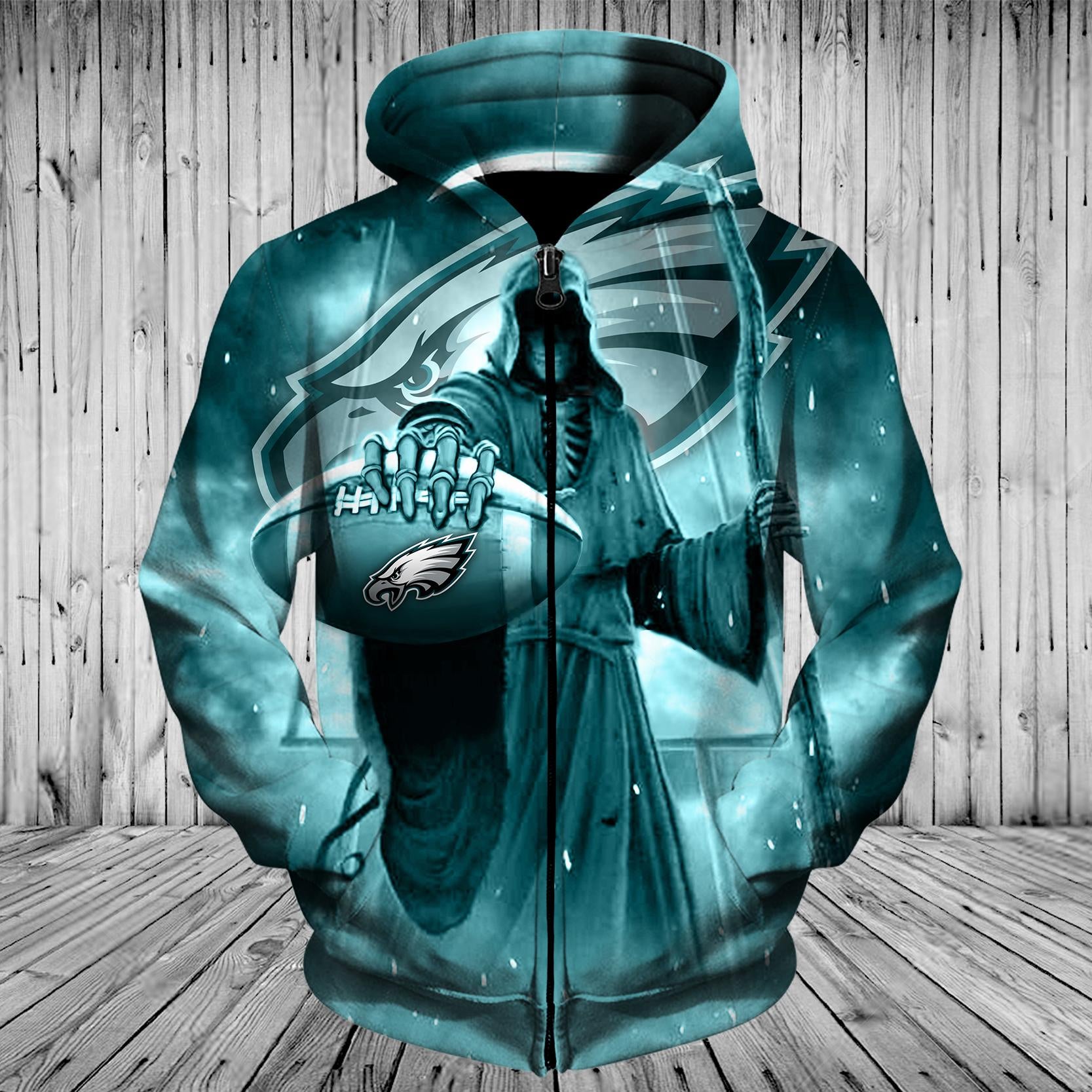 eagles zip up hoodie