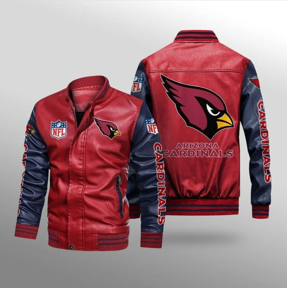 Arizona Cardinals NFL Motor Fleece Leather Jackets