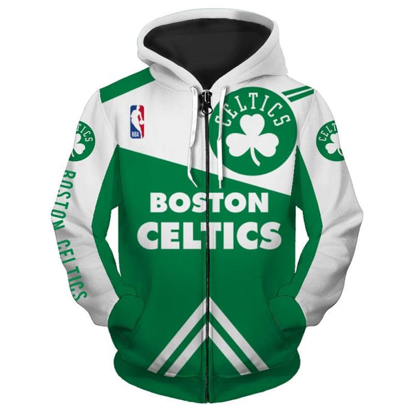 Hoodies 3D Boston Celtics Hoodie Zip Up 