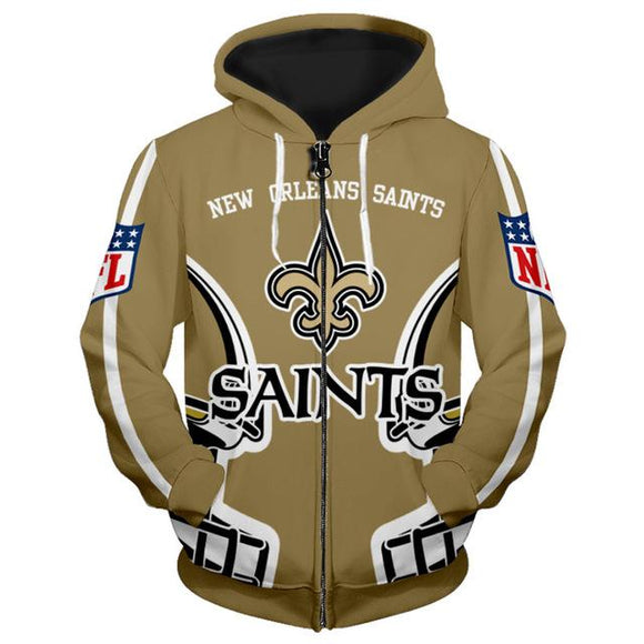 New Orleans Saints Zip Up Hoodies 3D 