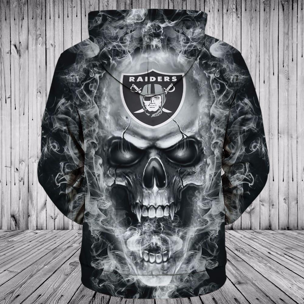 NFL Hoodies 3D Skull Oakland Raiders 