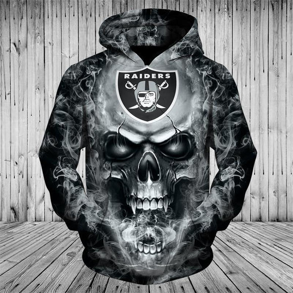 NFL Hoodies 3D Skull Oakland Raiders 