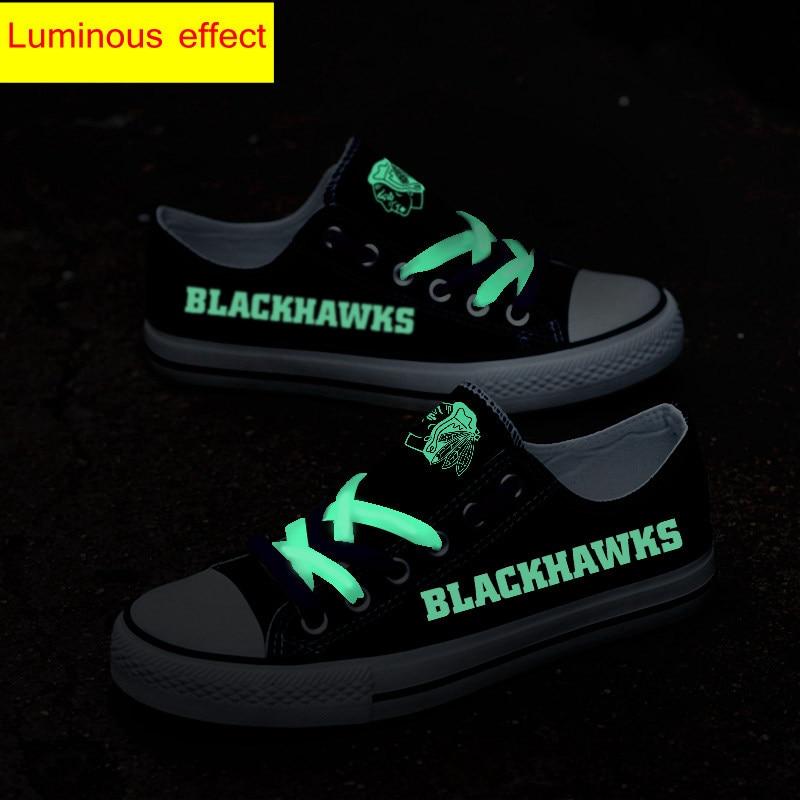 Low Price Chicago Blackhawks Shoes Letter Glow In The Dark Shoes Lace ...