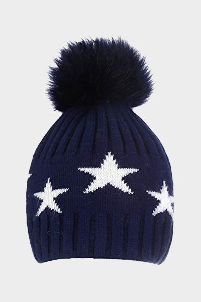 navy blue bobble hat