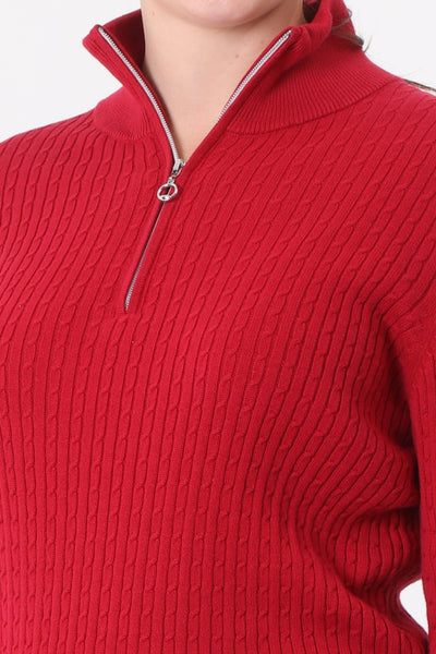 JRB cable lined sweater - Red