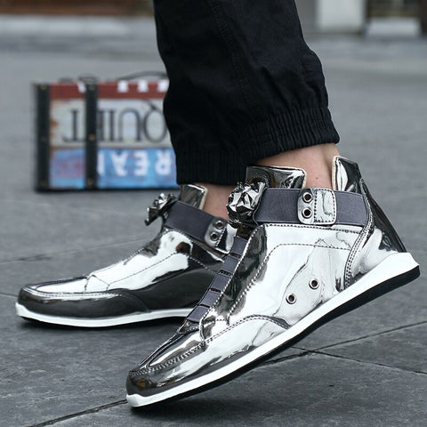 high top metallic sneakers