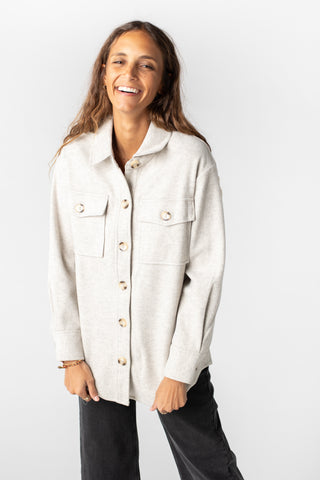 product image of the Finale Heathered Shacket from Called to Surf
