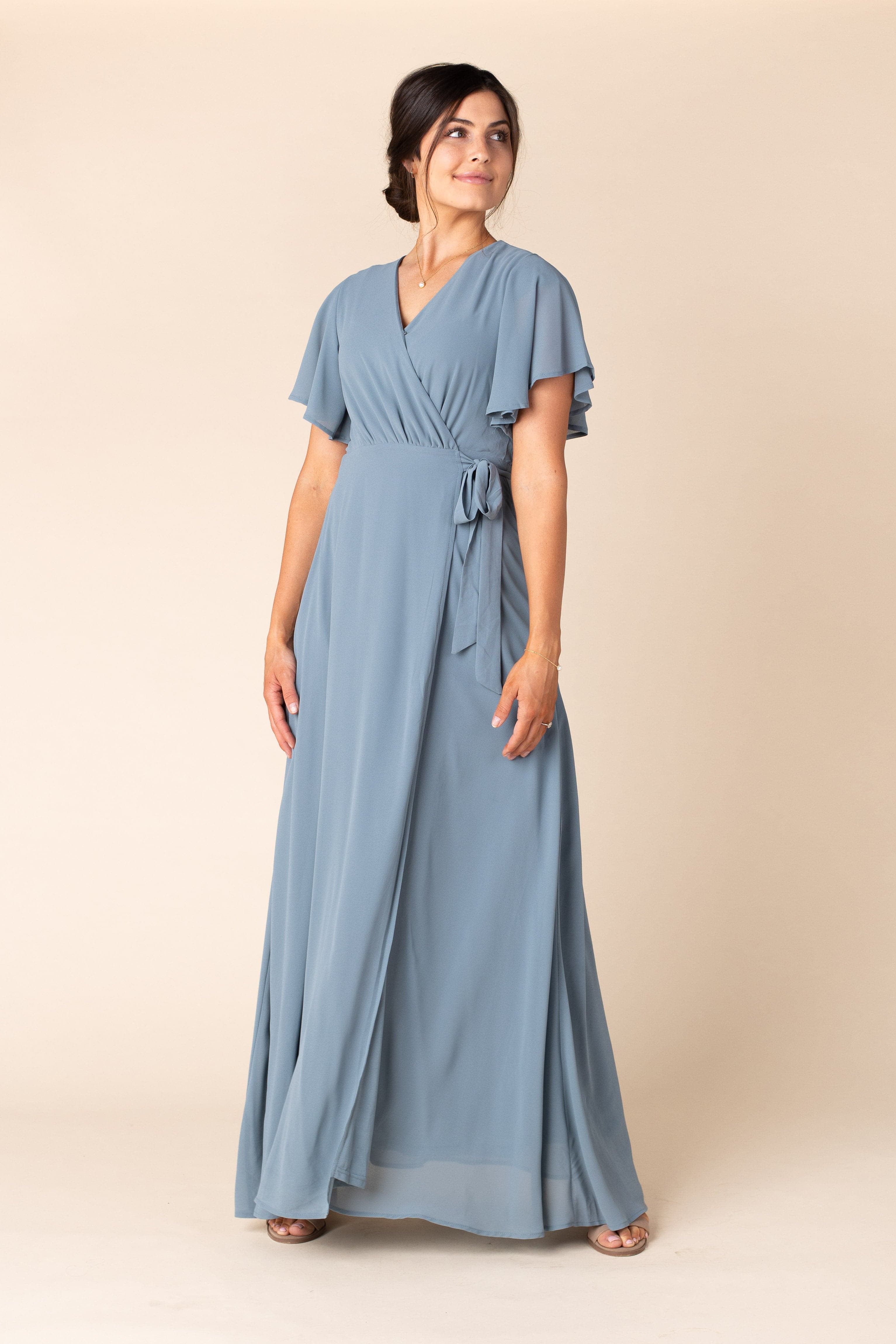 Palermo Wrap-Effect Dress misty blue | finiscapital.com