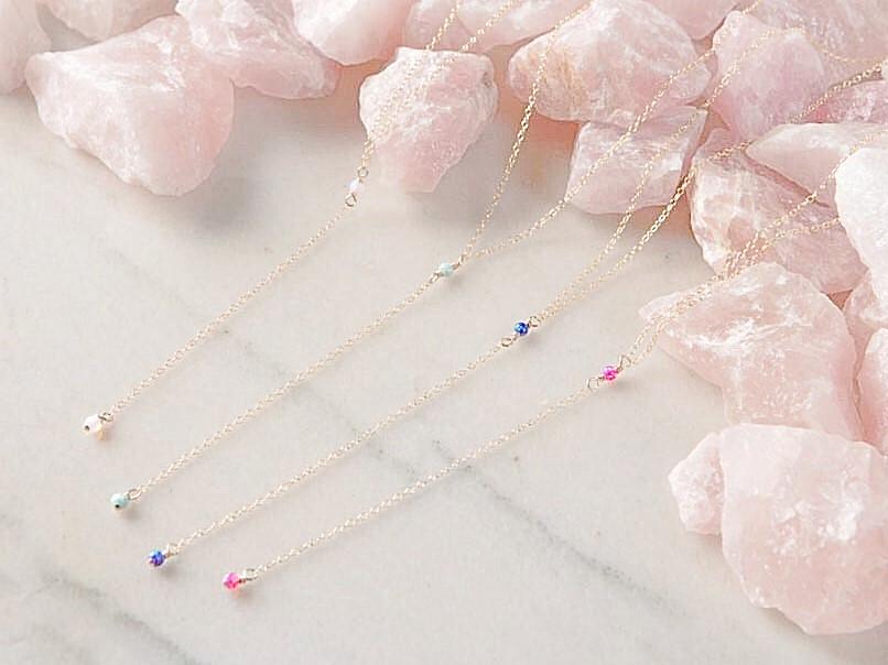 Dainty Opal Lariat Necklace