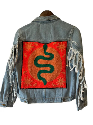 Snake Denim Fringe Jacket - Simple Good 