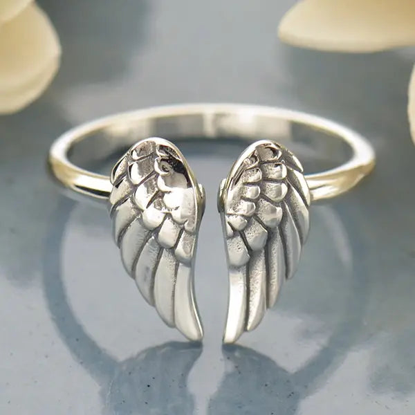 Sterling Silver Adjustable Angel Wings Ring
