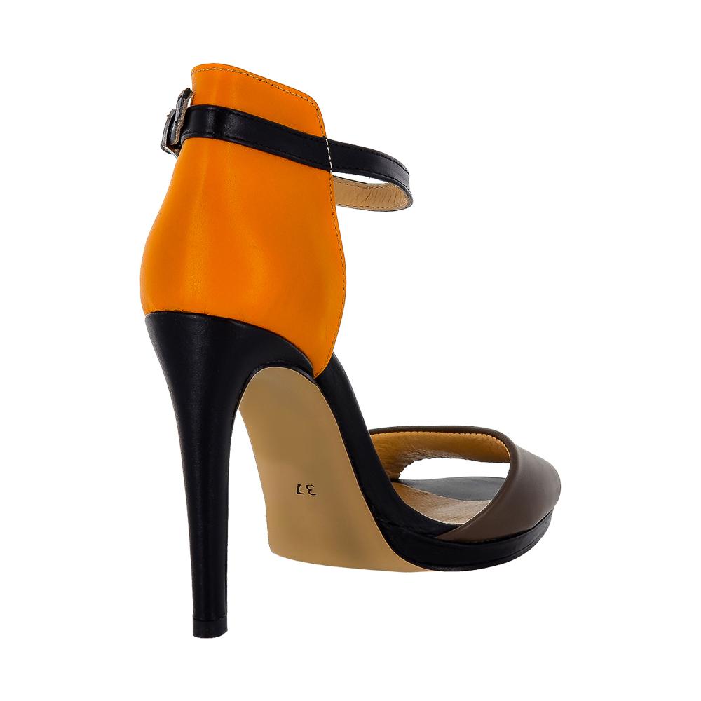 DEVA Multi Color Black Orange Brown Leather Women's High Heel Handmade ...