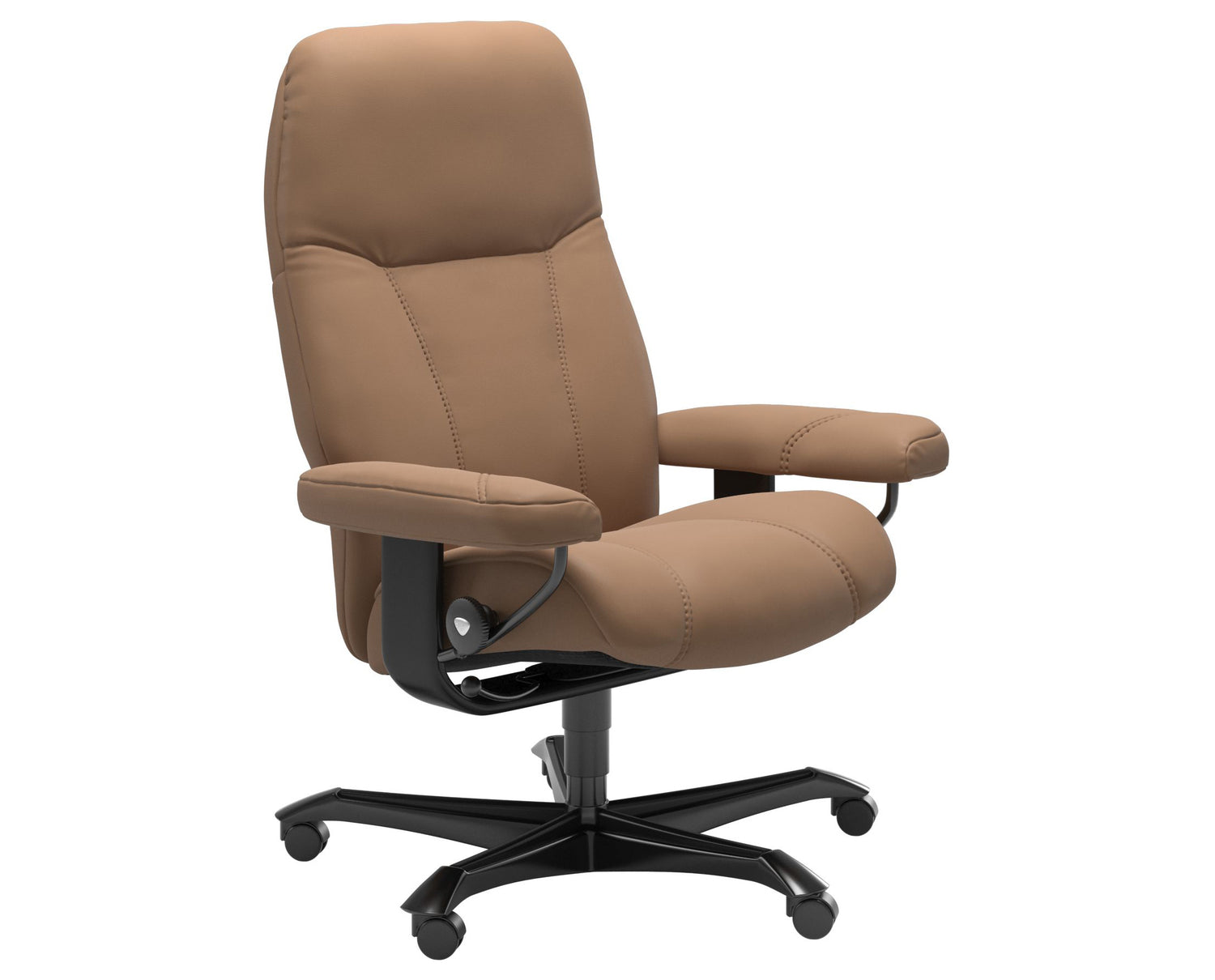 Batick Leather Latte M & Black Base | Stressless Consul Home Office Chair | Valley Ridge Furniture
