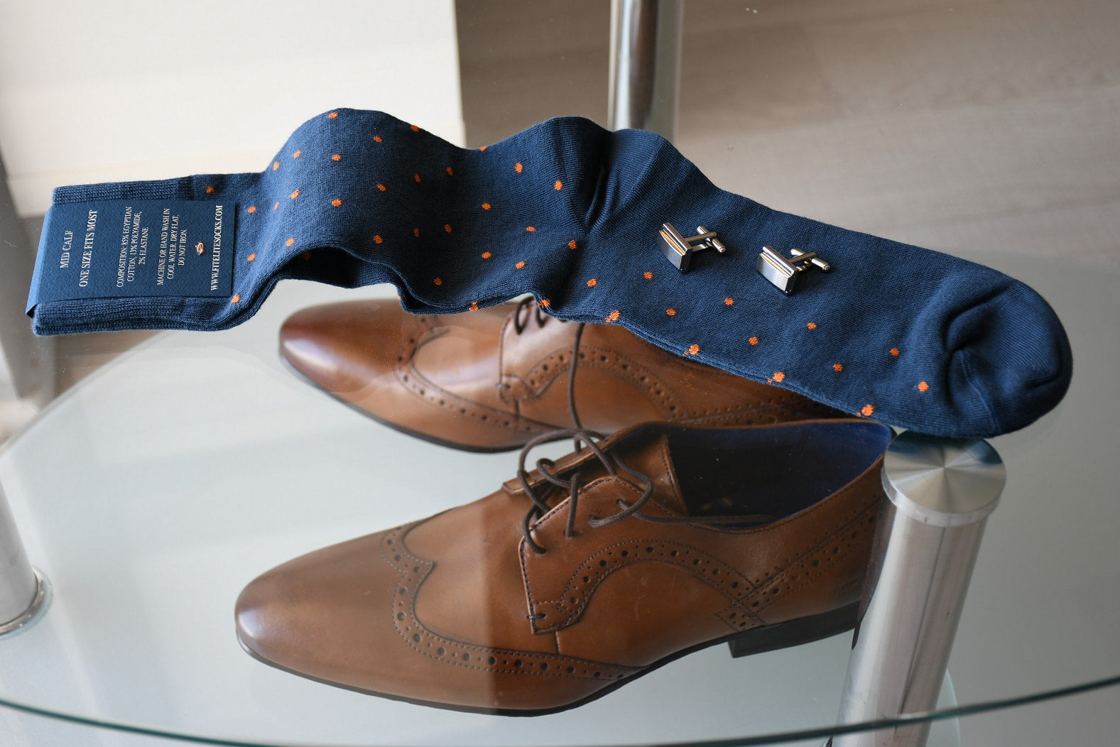 navy polka dot dress socks