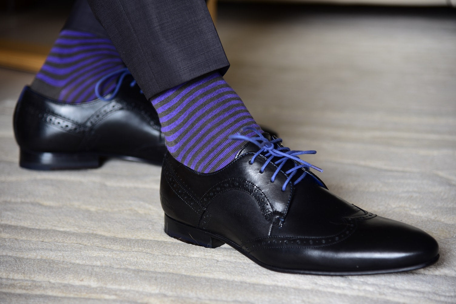 blue socks black shoes