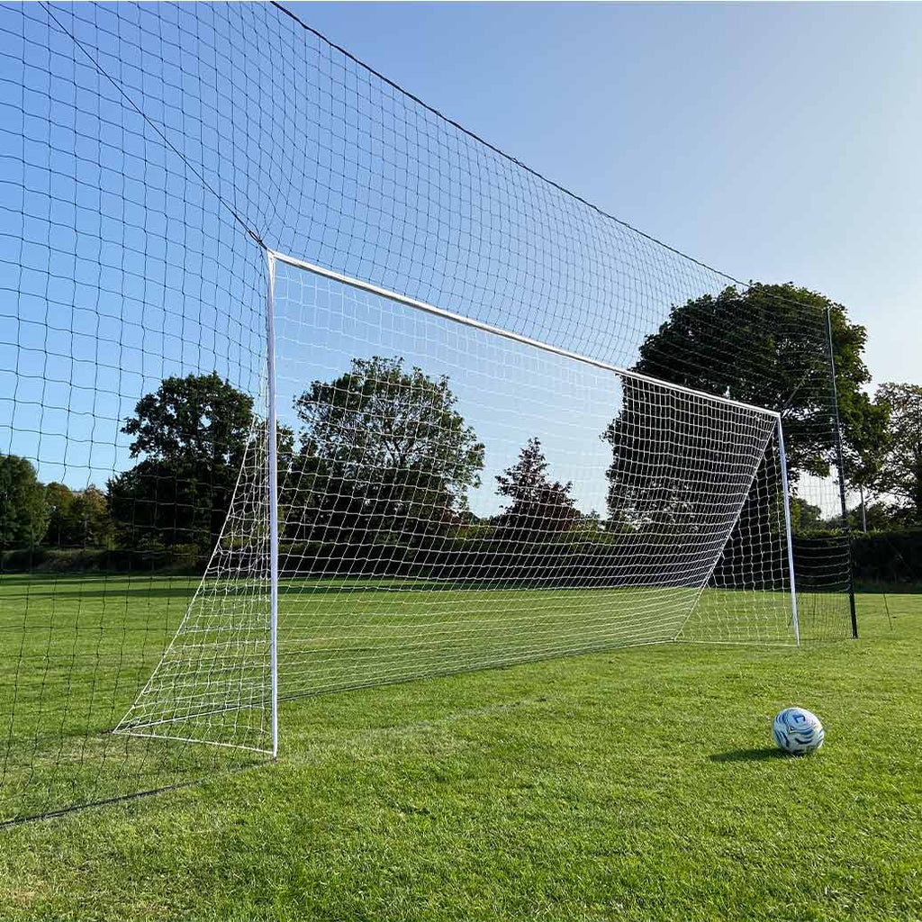 soccer goal net with ball in front
