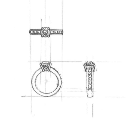 sketches, custommade ring, custom engagement ring, studio remod